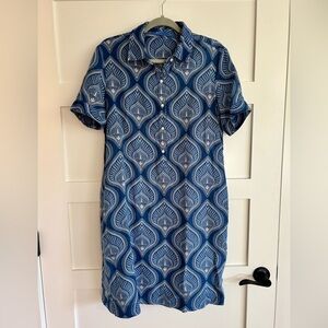 J. McLaughlin Navy and Cream Patterned Dress